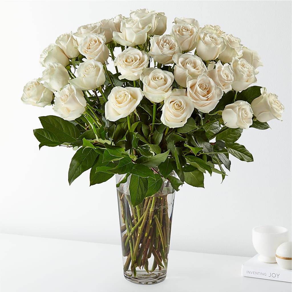 Long Stem White Rose Bouquet – United Floral Svc Inc, Philadelphia PA