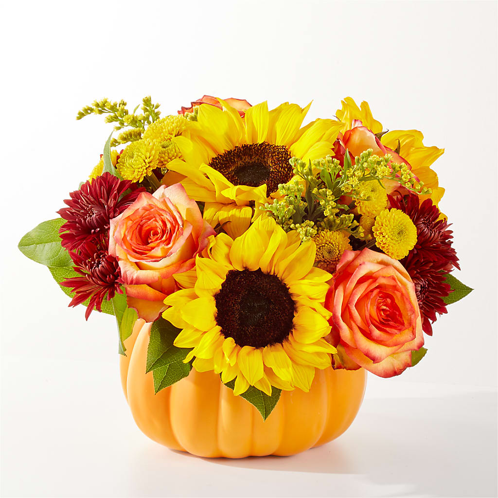 Golden Gourd Pumpkin Bouquet – United Floral Svc Inc, Philadelphia PA