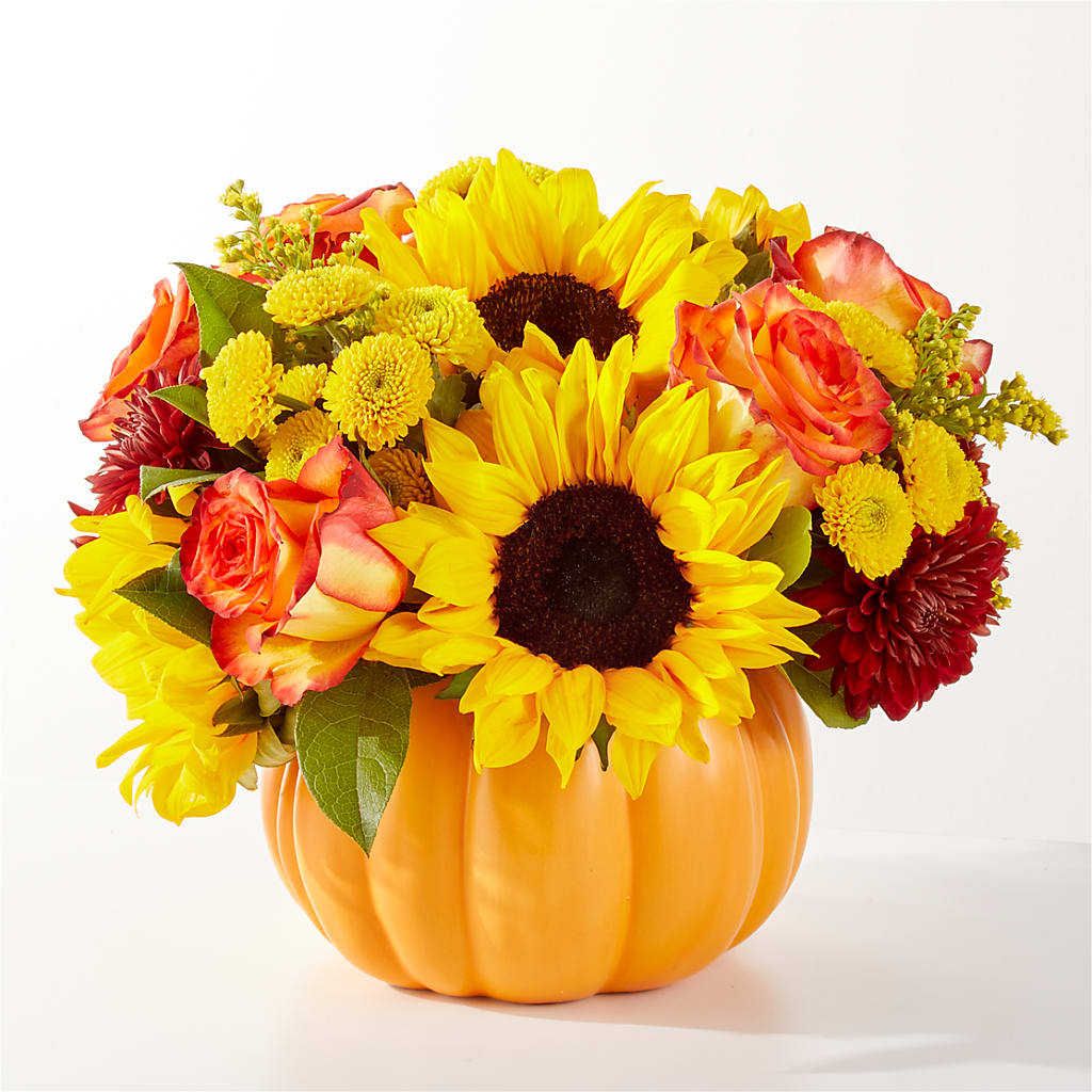 Golden Gourd Pumpkin Bouquet – United Floral Svc Inc, Philadelphia PA