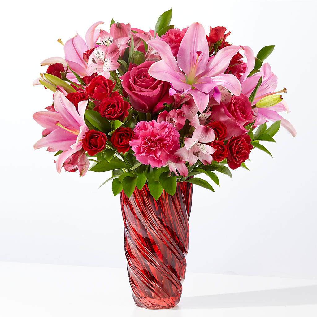 In Love Bouquet with Luxe Swirl Vase – United Floral Svc Inc, Philadelphia PA