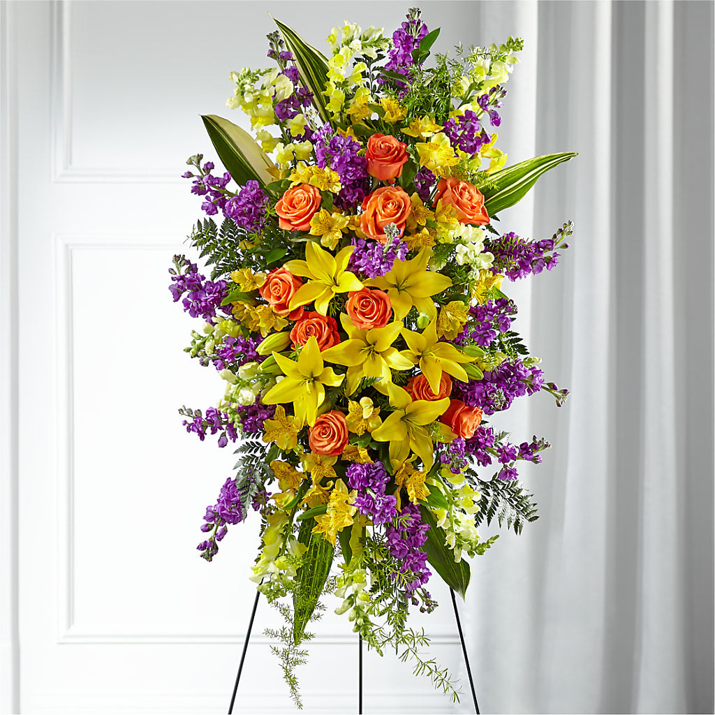 Thoughtful Prayers Standing Spray – United Floral Svc Inc, Philadelphia PA