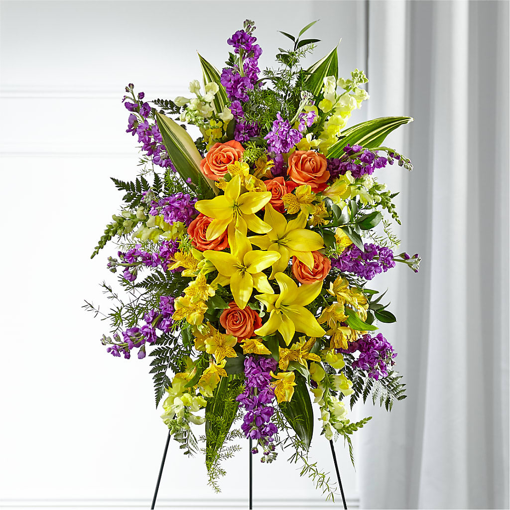 Thoughtful Prayers Standing Spray – United Floral Svc Inc, Philadelphia PA