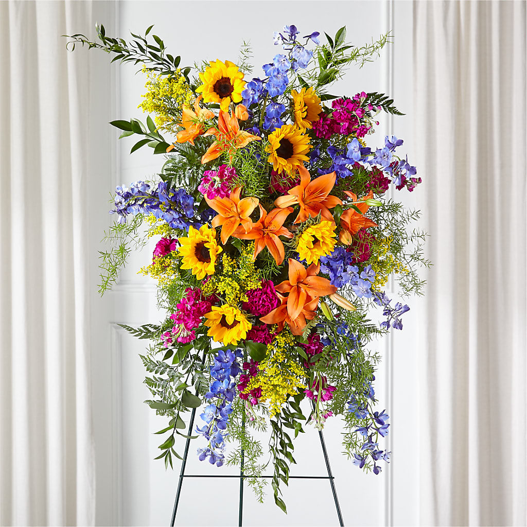 Sunlit Memories Standing Spray (Standard) – United Floral Svc Inc, Philadelphia PA