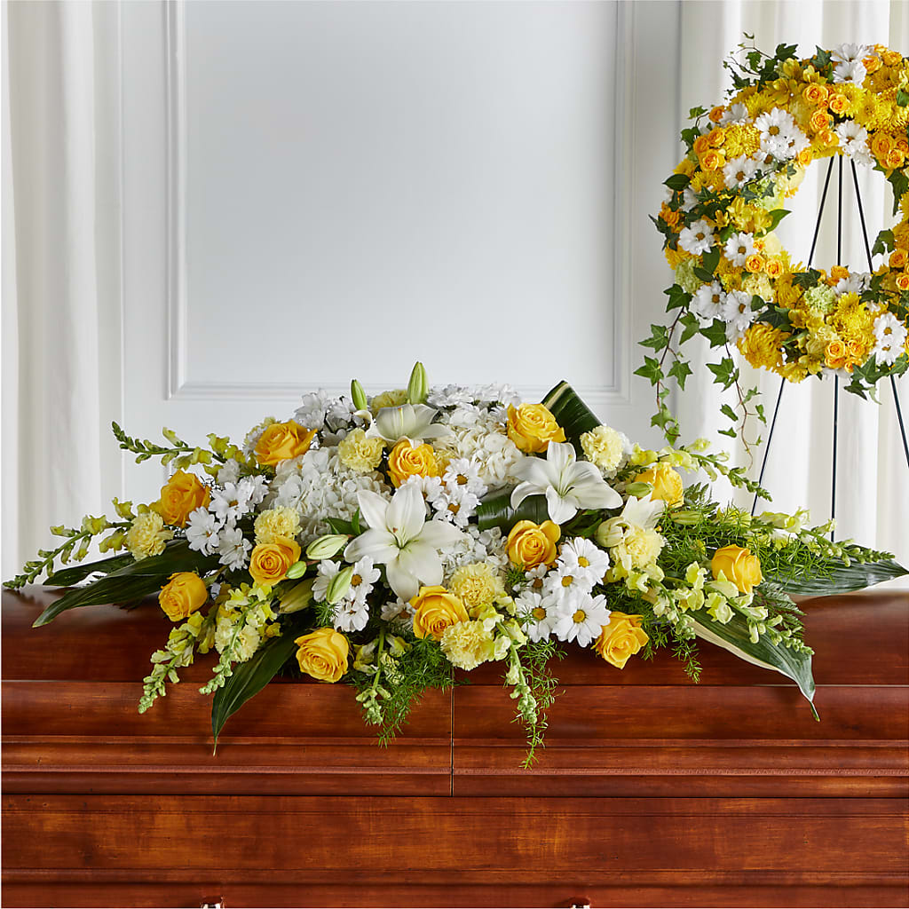 Golden Harmony Casket Spray – United Floral Svc Inc, Philadelphia PA