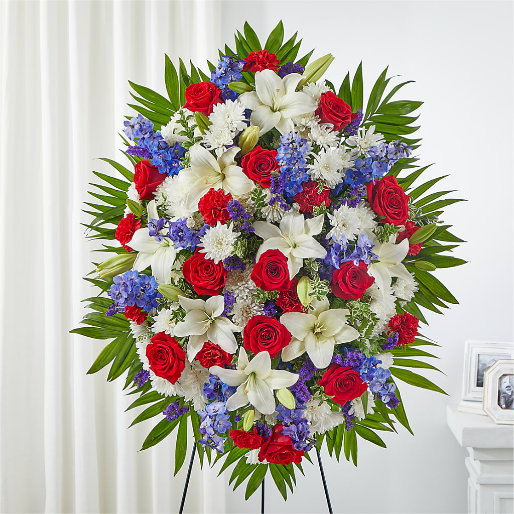 Cherished Service Standing Spray – United Floral Svc Inc, Philadelphia PA