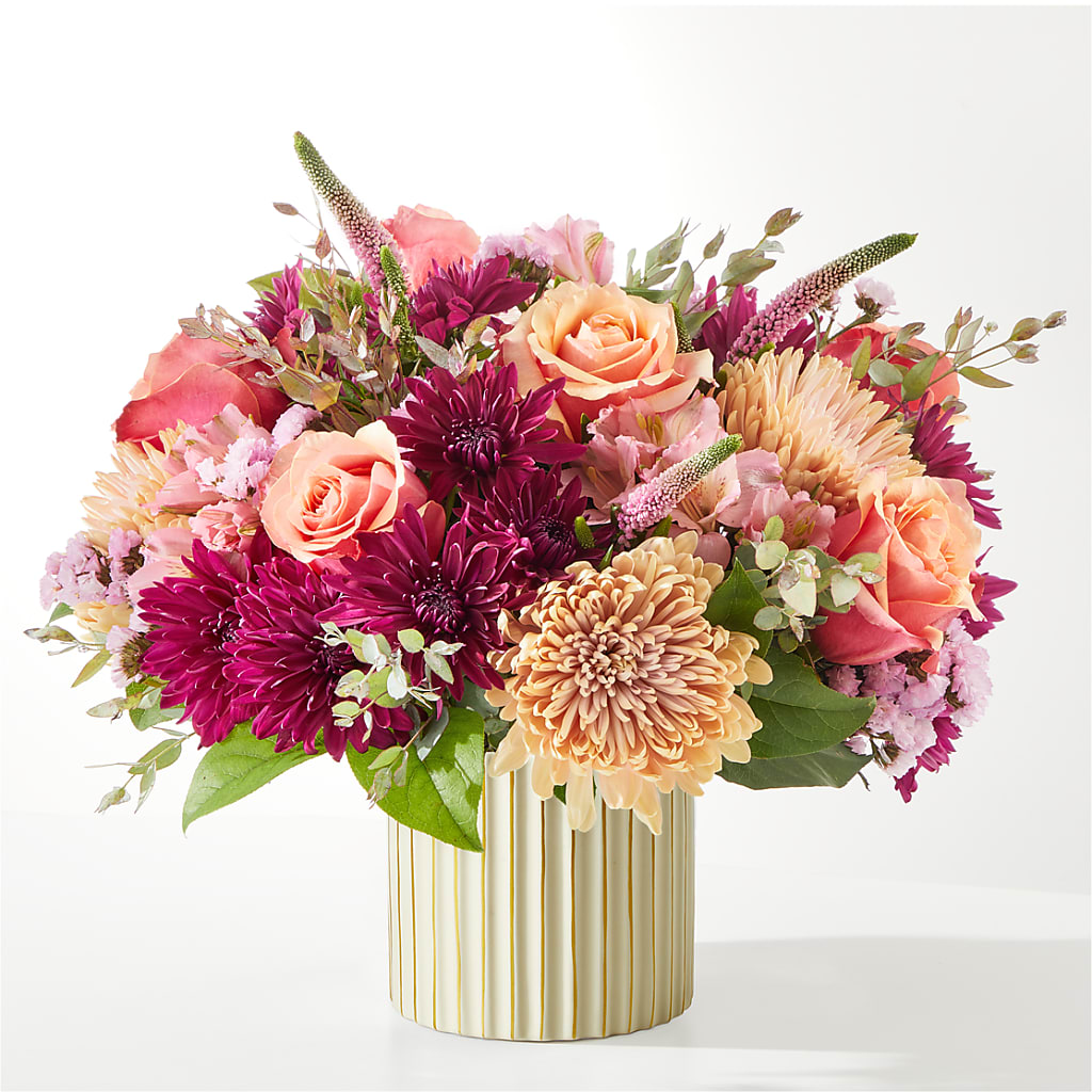 Berry Cobbler Bouquet with Ivory Vase – United Floral Svc Inc, Philadelphia PA