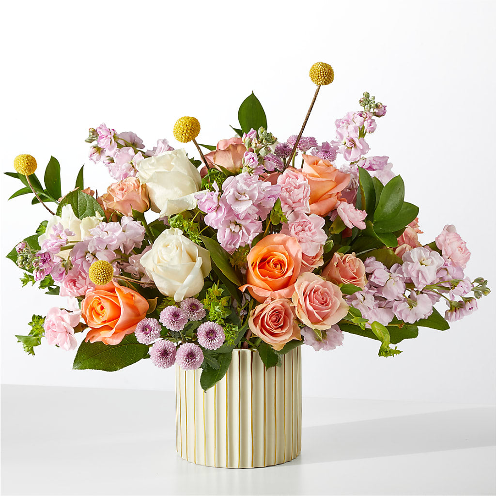French Market Bouquet with Ivory Vase – United Floral Svc Inc, Philadelphia PA