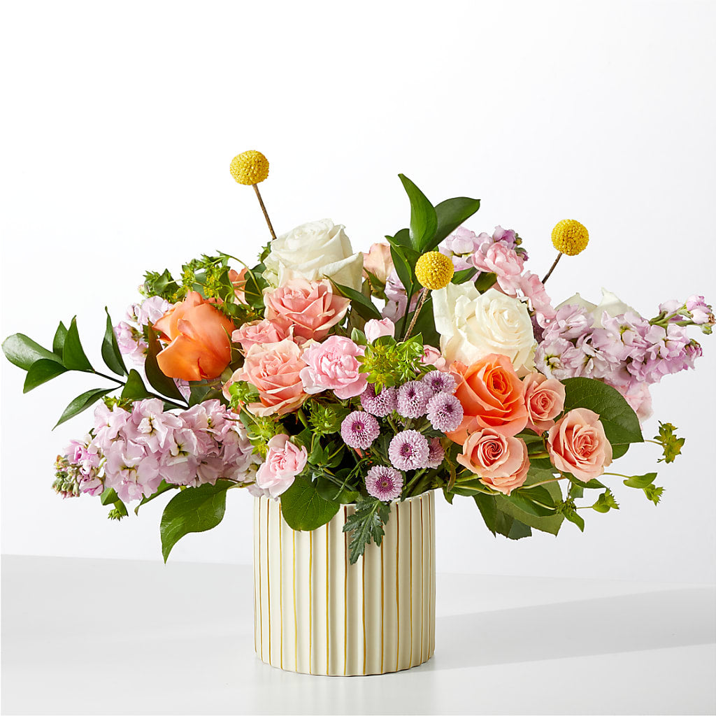 French Market Bouquet with Ivory Vase – United Floral Svc Inc, Philadelphia PA