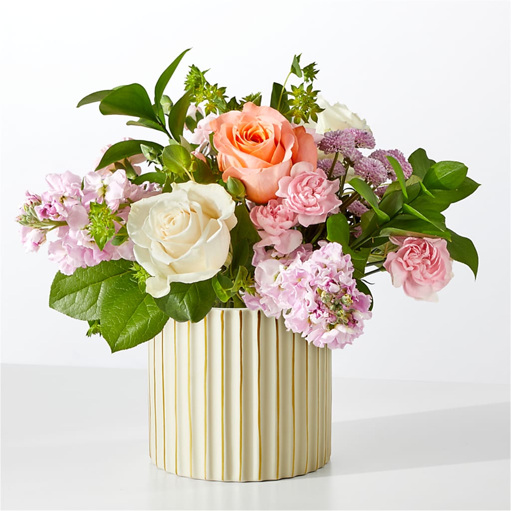 French Market Bouquet with Ivory Vase – United Floral Svc Inc, Philadelphia PA