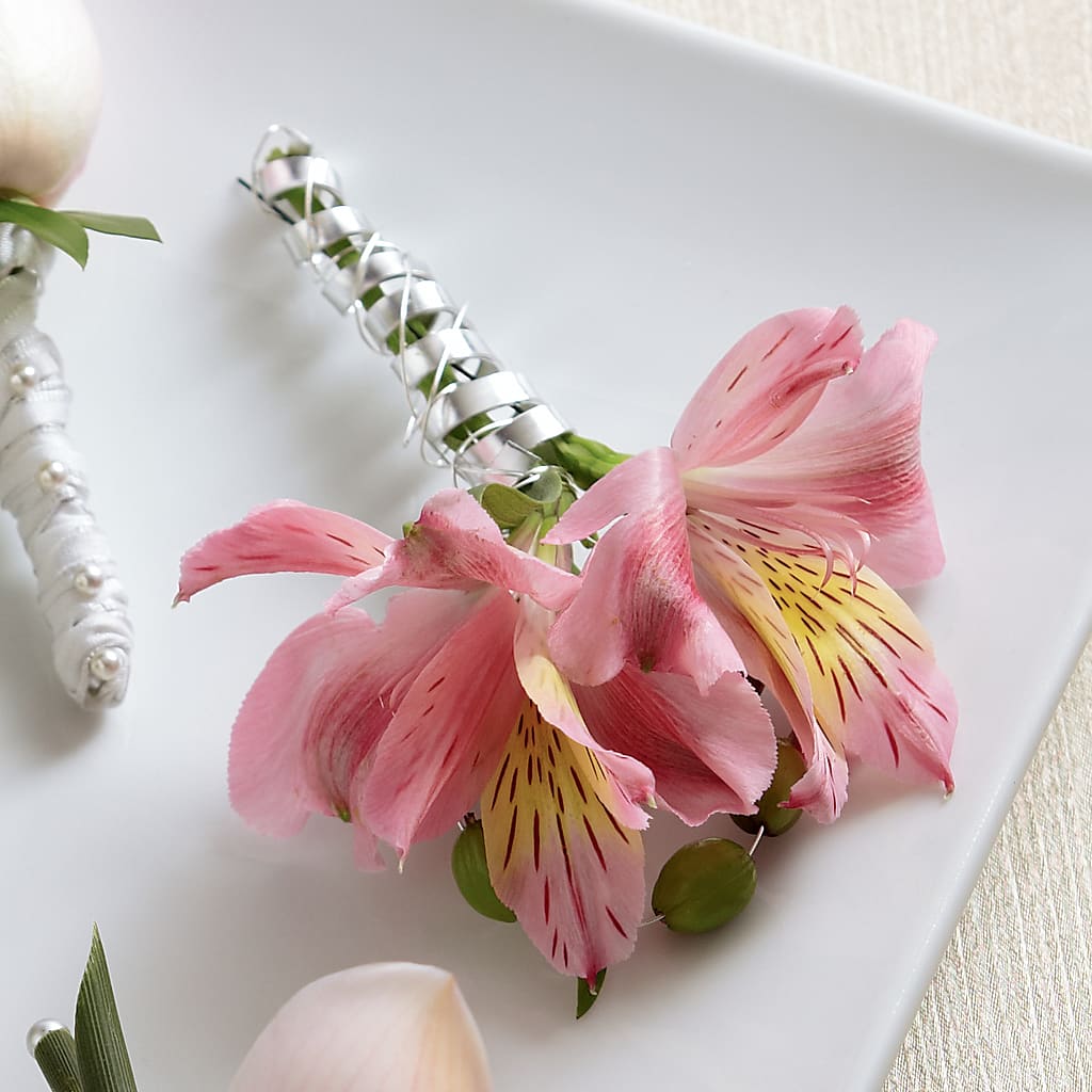 Pink Peruvian Lily Boutonniere – United Floral Svc Inc, Philadelphia PA