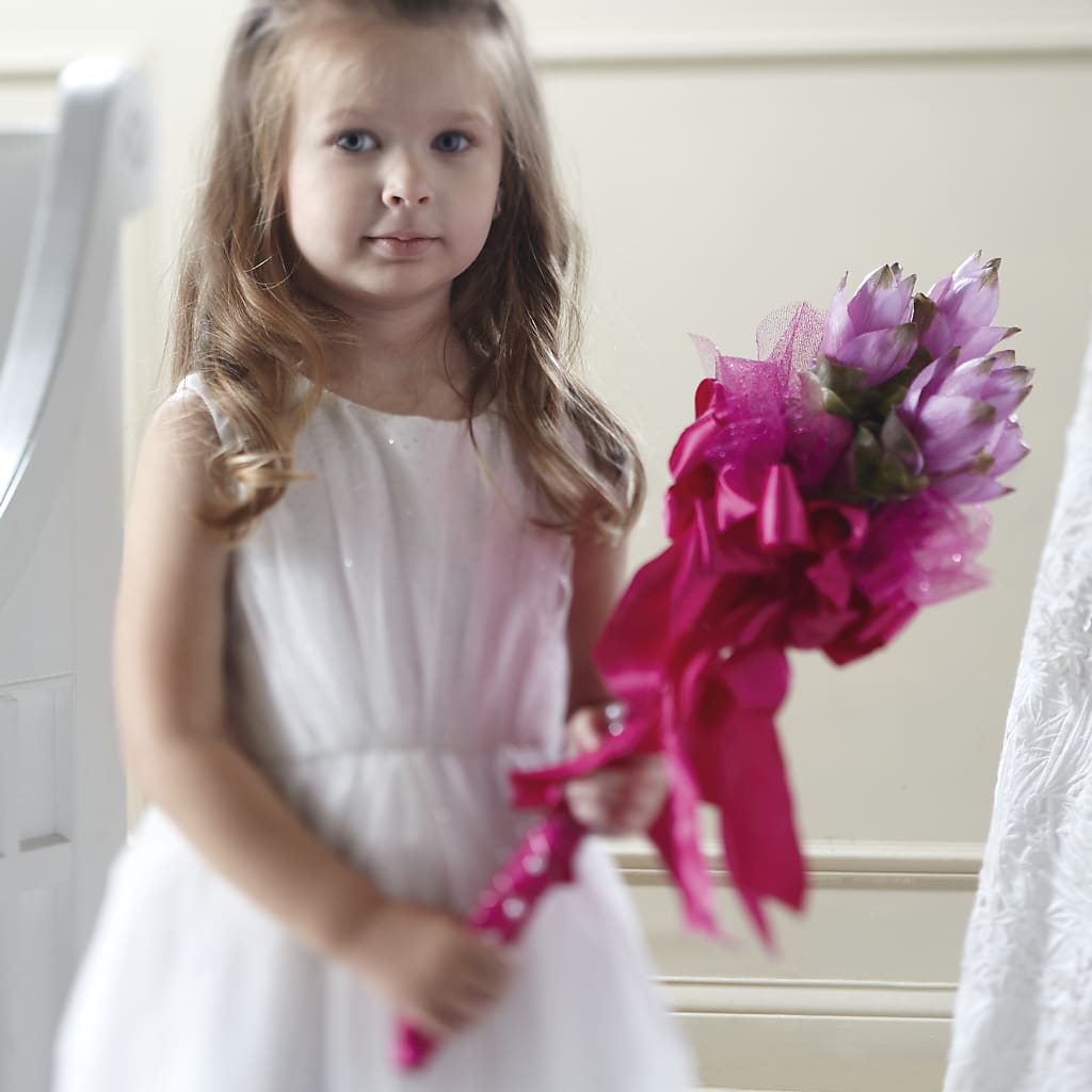 Sparkle Pink Flower Girl Bouquet – United Floral Svc Inc, Philadelphia PA