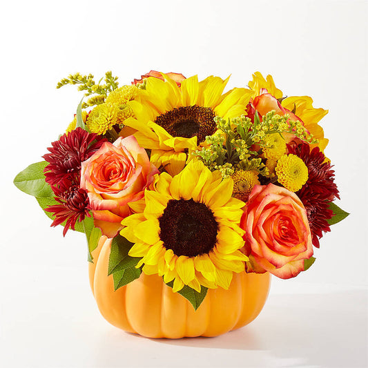 Golden Gourd Pumpkin Bouquet –  United Floral Svc Inc, Philadelphia PA