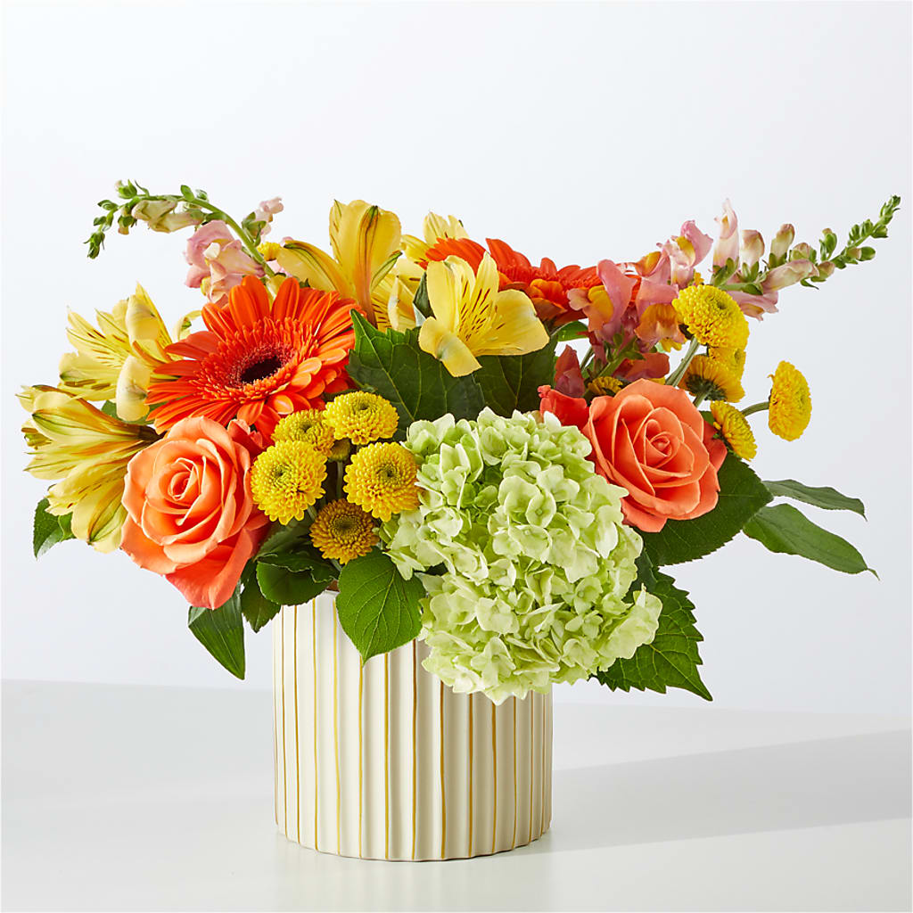 Autumn Sunshine Bouquet with Ivory Vase –  United Floral Svc Inc, Philadelphia PA