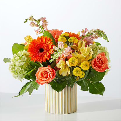 Autumn Sunshine Bouquet with Ivory Vase –  United Floral Svc Inc, Philadelphia PA