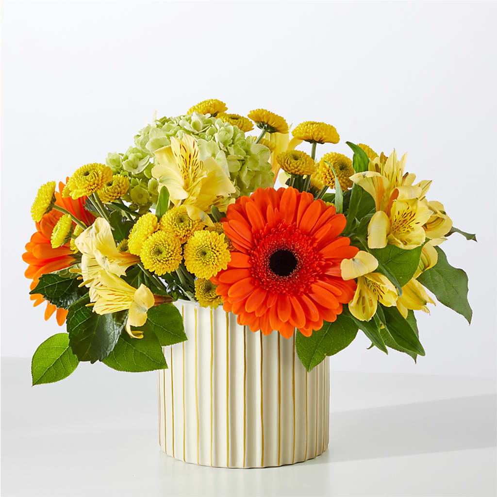 Autumn Sunshine Bouquet with Ivory Vase –  United Floral Svc Inc, Philadelphia PA