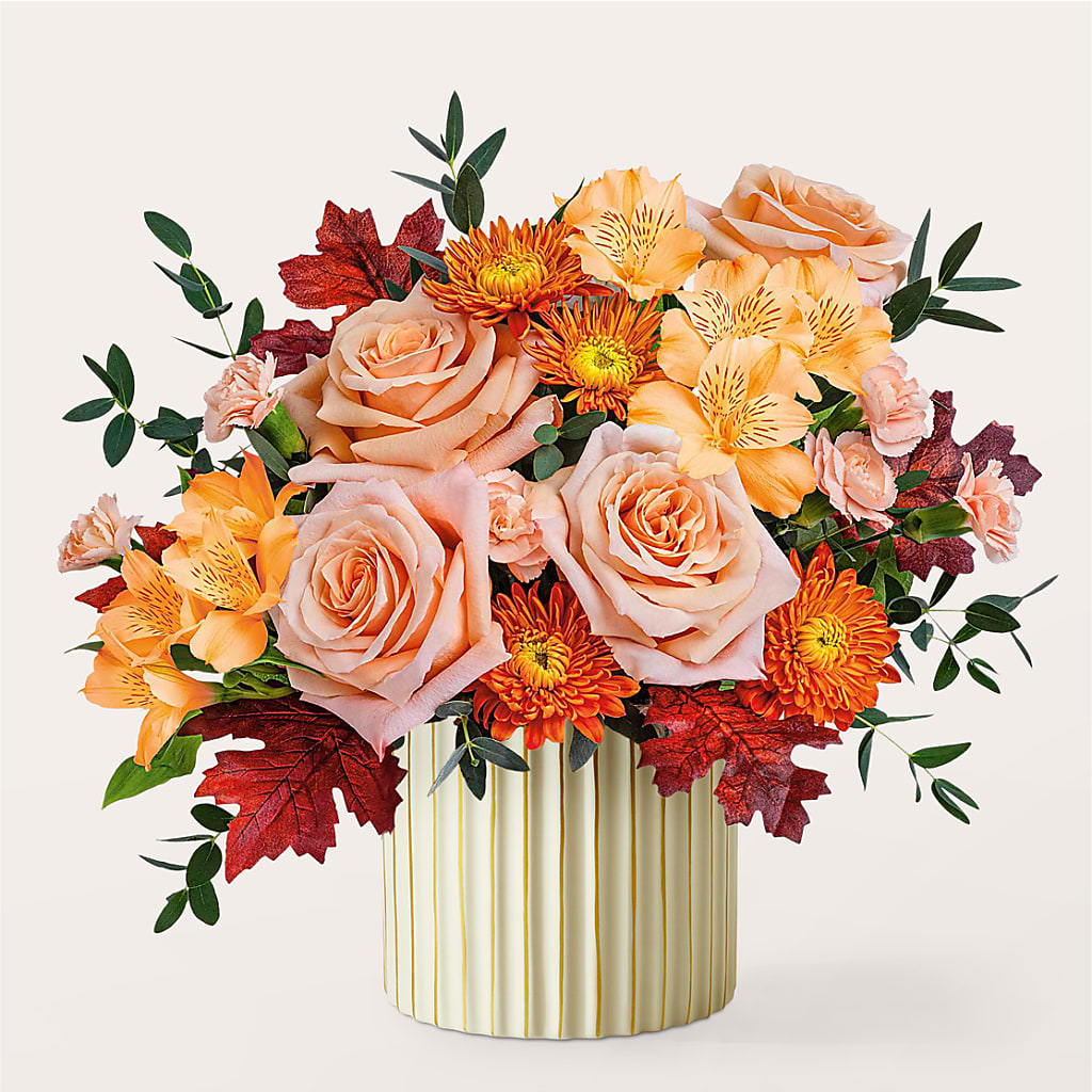 Spiced Latte Bouquet with Ivory Vase –  United Floral Svc Inc, Philadelphia PA