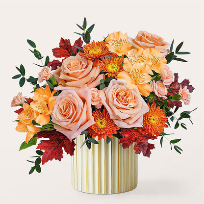 Spiced Latte Bouquet with Ivory Vase –  United Floral Svc Inc, Philadelphia PA