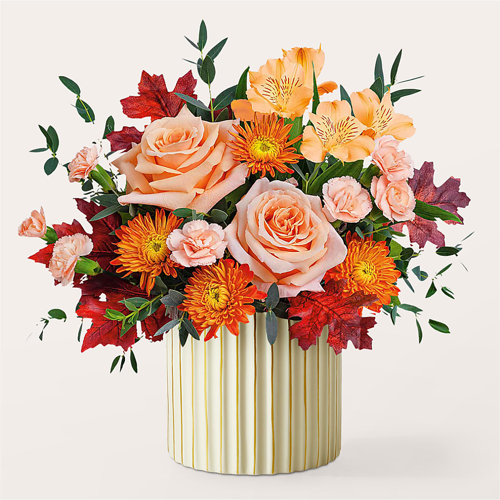 Spiced Latte Bouquet with Ivory Vase –  United Floral Svc Inc, Philadelphia PA