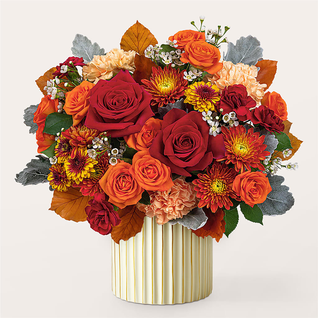 Merlot Bouquet with Ivory Vase –  United Floral Svc Inc, Philadelphia PA