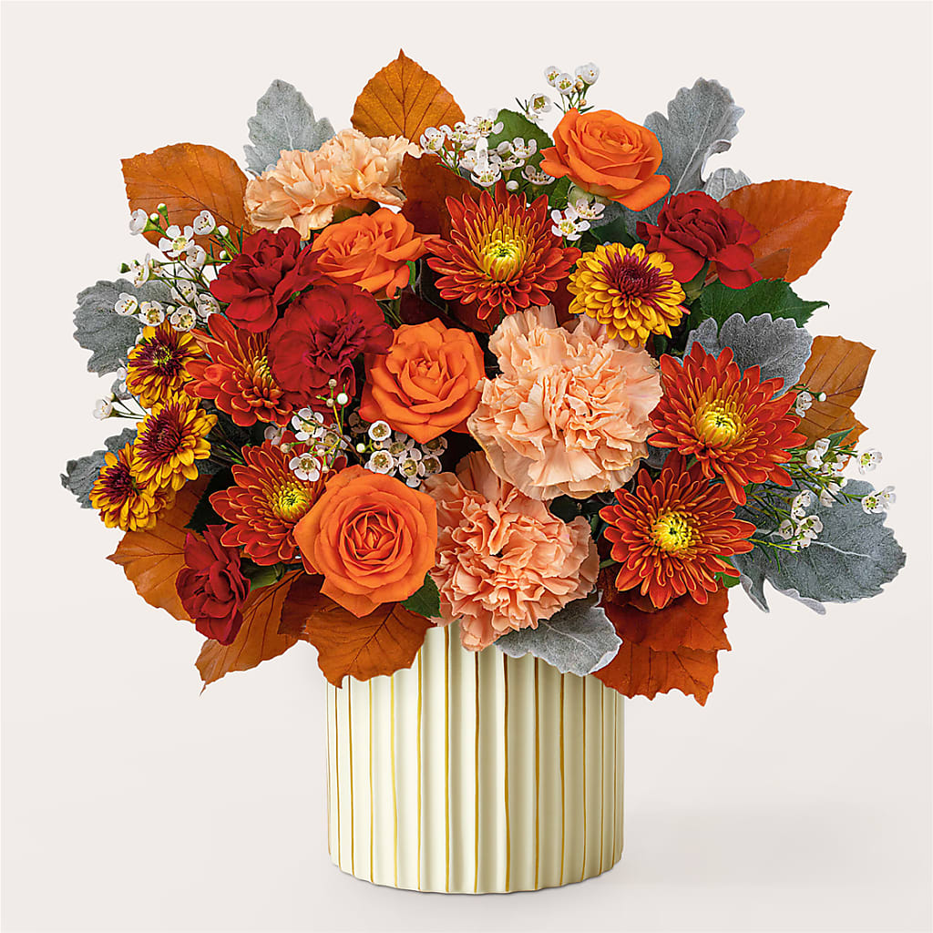 Merlot Bouquet with Ivory Vase –  United Floral Svc Inc, Philadelphia PA