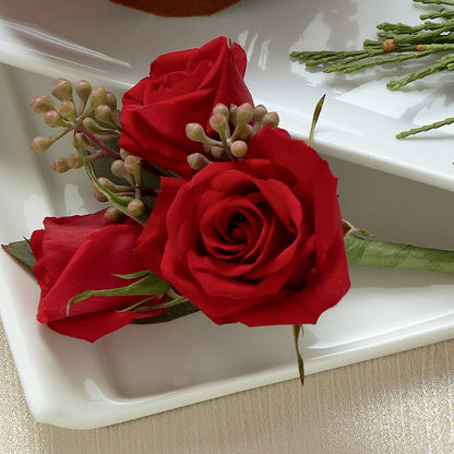 Red Spray Rose Boutonniere –  United Floral Svc Inc, Philadelphia PA