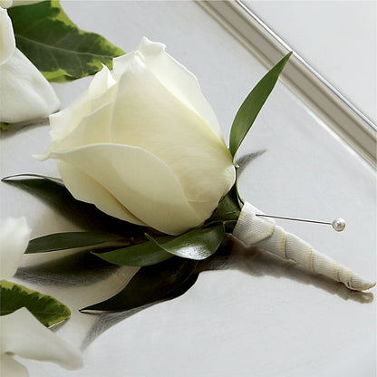 White Rose Boutonniere –  United Floral Svc Inc, Philadelphia PA